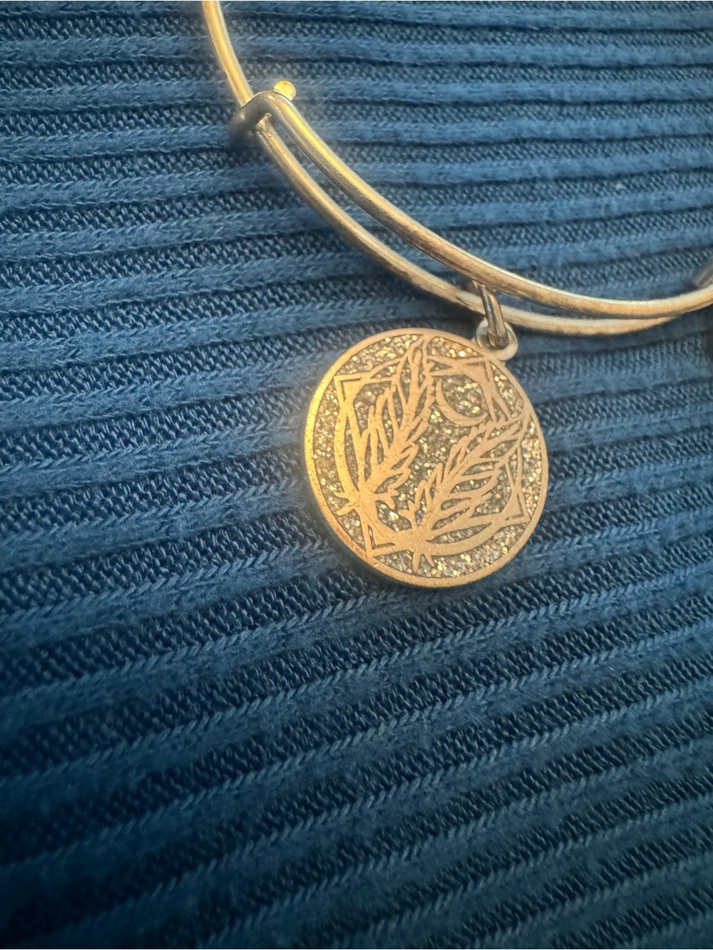 Alex and Ani Godspeed Silver Leaf Disc Charm Bangle Necklace - Women Jewelry